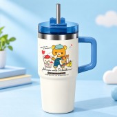 26500 리락쿠마 스텐 빨대 텀블러 680ml-화이트 [B2-910478]