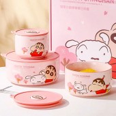 33500 짱구는못말려 세라믹 밀폐용기 세트(핑크) [B1-223323]